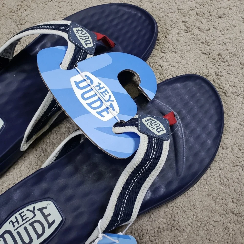 Hey Dude Myers Flip Flop Sport Mode Navy Speckle Men Size 12 Slides Sandals